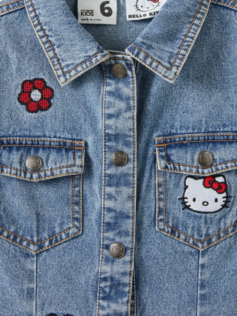 Cotton On Blue Hello Kitty Sasha Long Sleeve Denim Shirt Dress