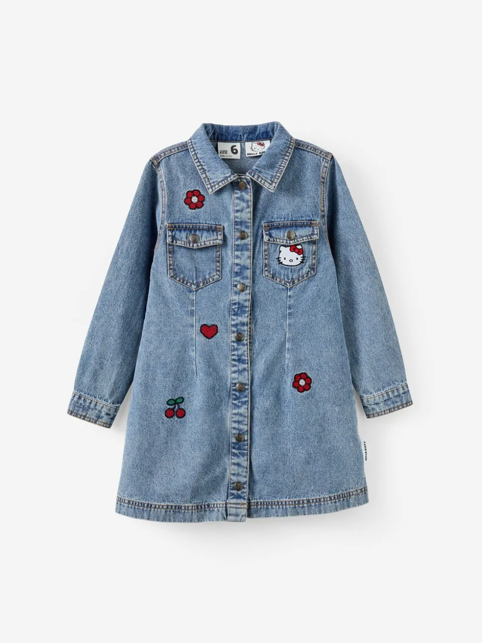 Cotton On Blue Hello Kitty Sasha Long Sleeve Denim Shirt Dress