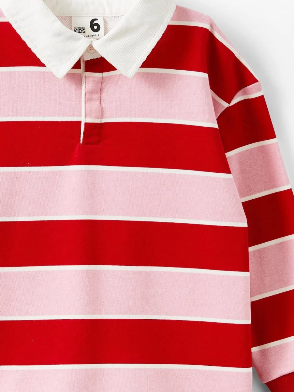 Cotton On Pink Rugby Polo Long Sleeve Top