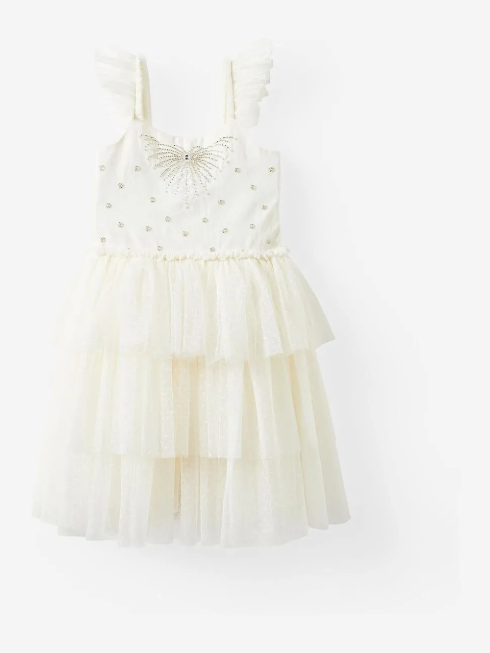 Cotton On White Isabella Embellished Tulle Dress