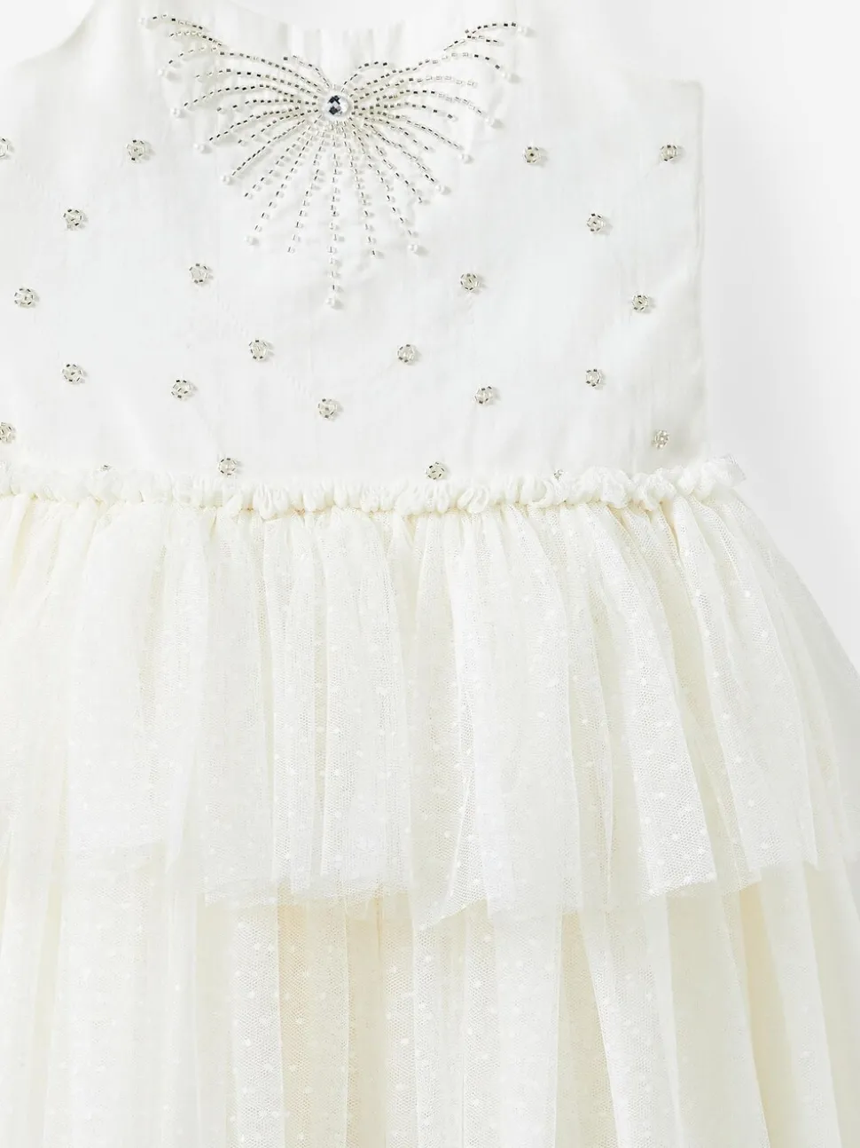 Cotton On White Isabella Embellished Tulle Dress