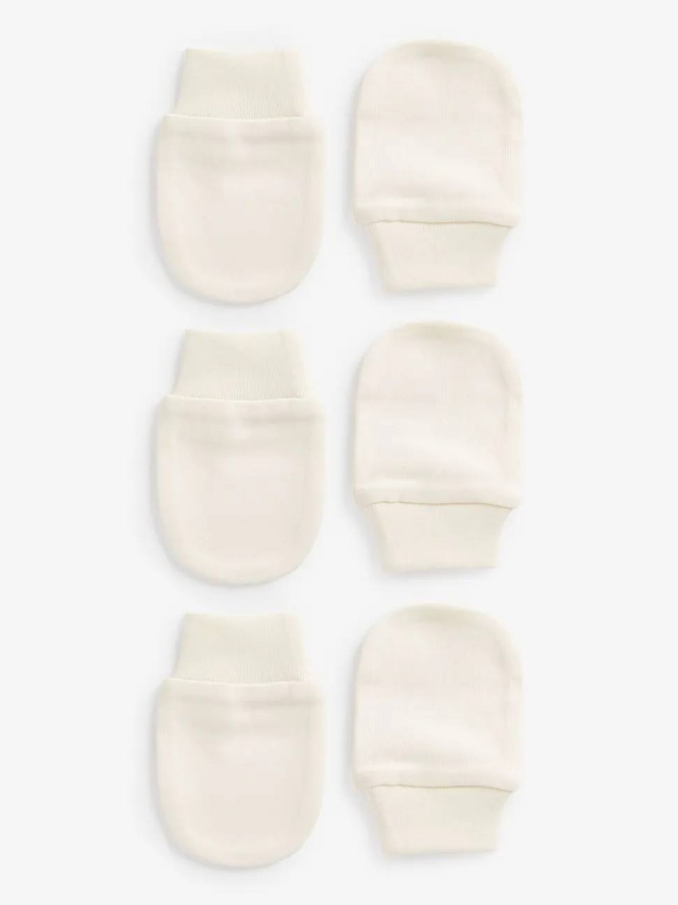 Cream 100% Cotton Baby Scratch Mitts 3 Pack