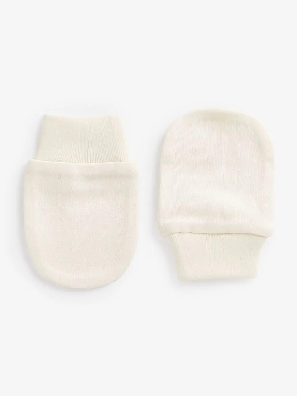 Cream 100% Cotton Baby Scratch Mitts 3 Pack