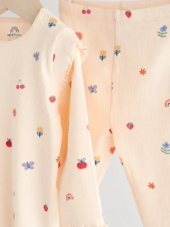Cream Bright Character Baby Top and Leggings 2 Piece Set (0mths-2yrs)