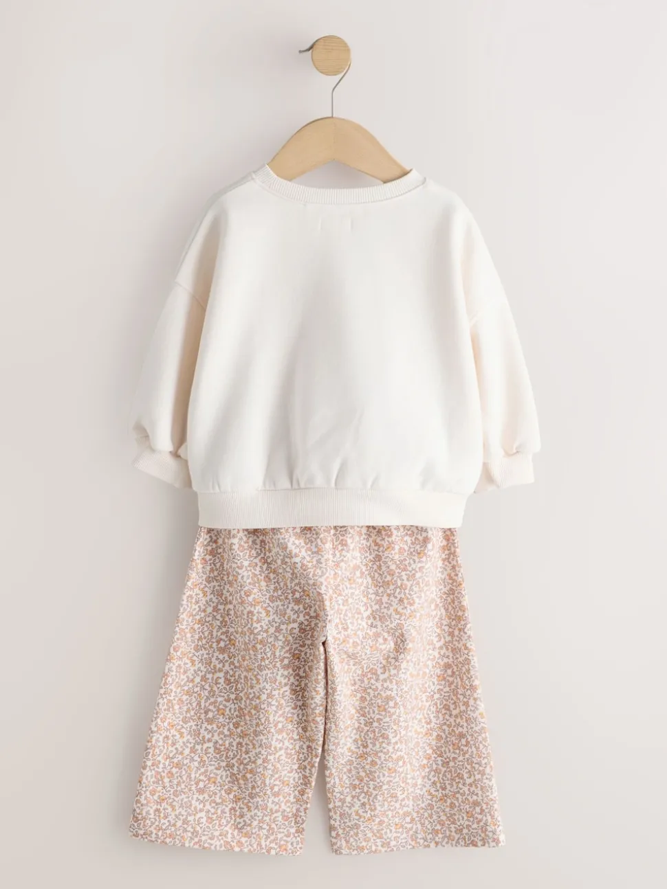 Cream Bunny Sweatshirt & Wide Leg Trousers Set (3mths-7yrs)