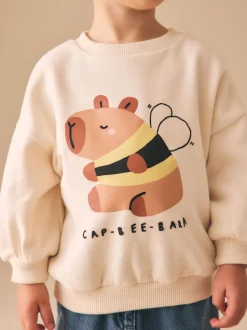 Cream Capybara Crew Neck Sweatshirt (3mths-7yrs)