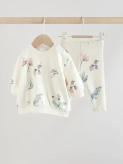 Cream Floral Baby Sweater and Joggers Set 2 Piece (0mths-2yrs)