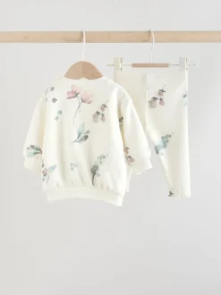 Cream Floral Baby Sweater and Joggers Set 2 Piece (0mths-2yrs)