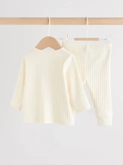 Cream Hello World Top and Leggings Baby Set (0-18mths)