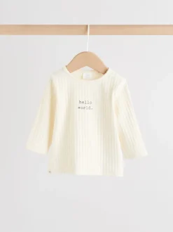 Cream Hello World Top and Leggings Baby Set (0-18mths)