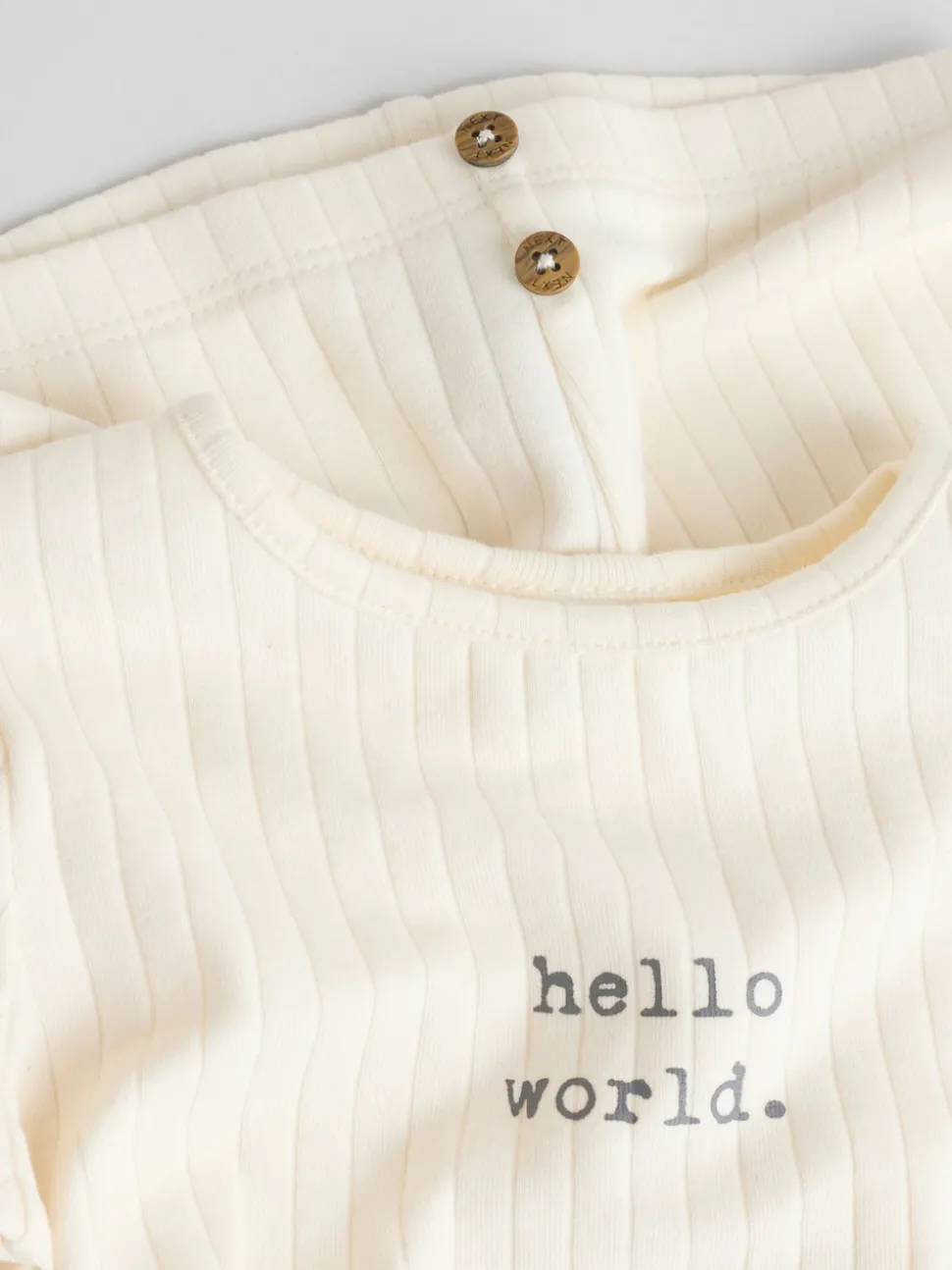 Cream Hello World Top and Leggings Baby Set (0-18mths)