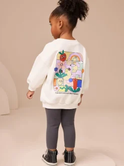 Cream Rainbow Graphic Print Sweatshirt & Leggings Set (3mths-7yrs)
