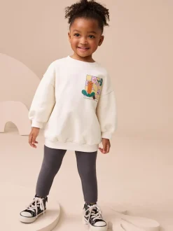 Cream Rainbow Graphic Print Sweatshirt & Leggings Set (3mths-7yrs)