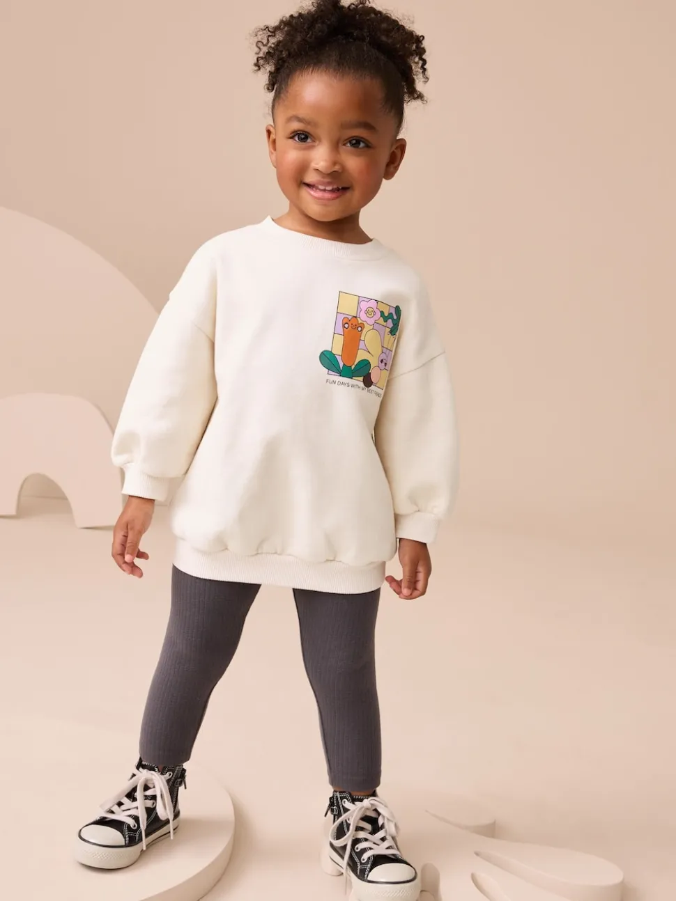 Cream Rainbow Graphic Print Sweatshirt & Leggings Set (3mths-7yrs)