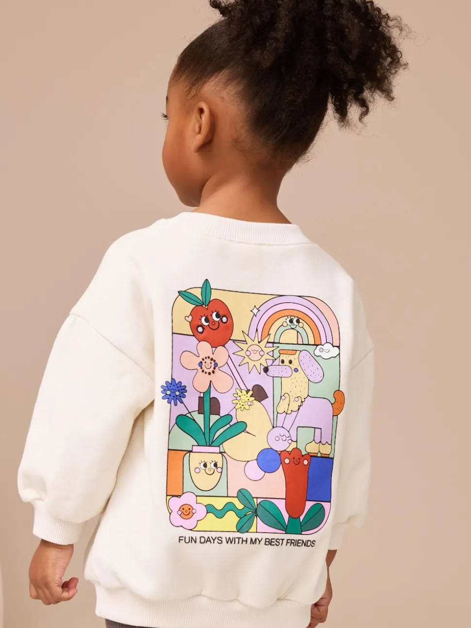 Cream Rainbow Graphic Print Sweatshirt & Leggings Set (3mths-7yrs)