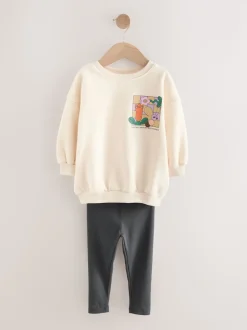 Cream Rainbow Graphic Print Sweatshirt & Leggings Set (3mths-7yrs)