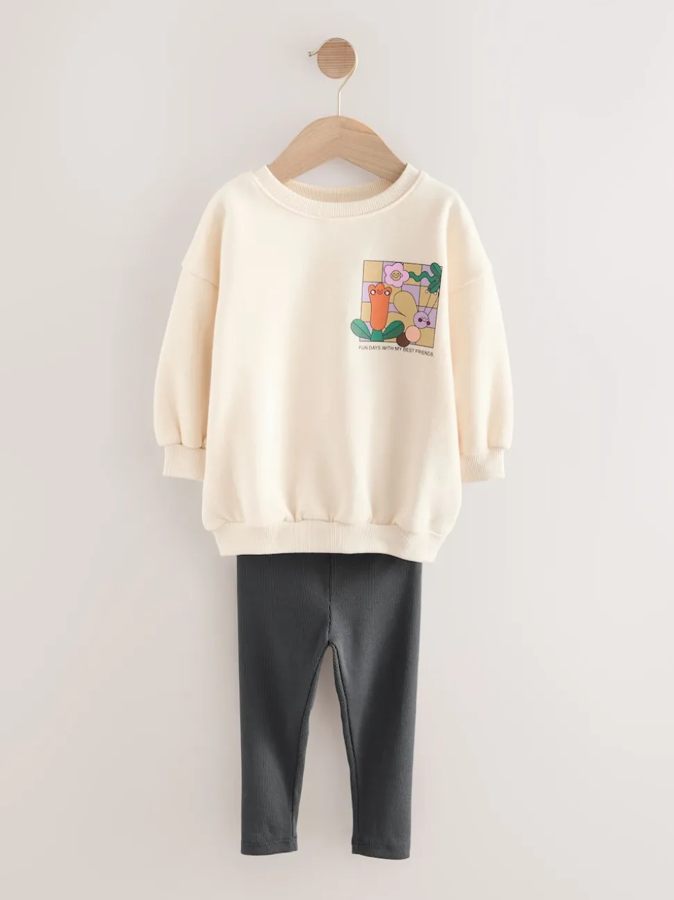 Cream Rainbow Graphic Print Sweatshirt & Leggings Set (3mths-7yrs)