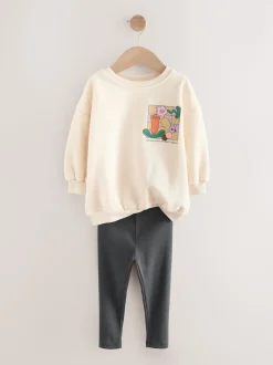 Cream Rainbow Graphic Print Sweatshirt & Leggings Set (3mths-7yrs)