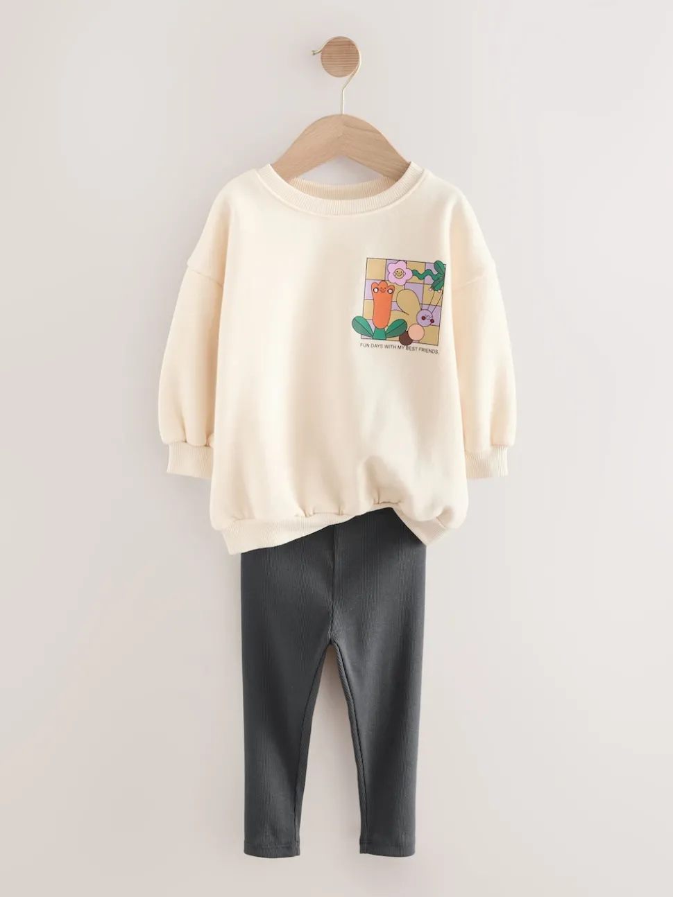 Cream Rainbow Graphic Print Sweatshirt & Leggings Set (3mths-7yrs)