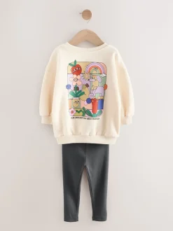 Cream Rainbow Graphic Print Sweatshirt & Leggings Set (3mths-7yrs)