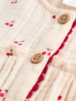 Cream/ Red Cherry Baby Woven Long Sleeve Tops and Trousers 2 Piece Set (0mths-2yrs)