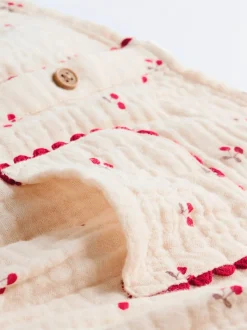 Cream/ Red Cherry Baby Woven Long Sleeve Tops and Trousers 2 Piece Set (0mths-2yrs)