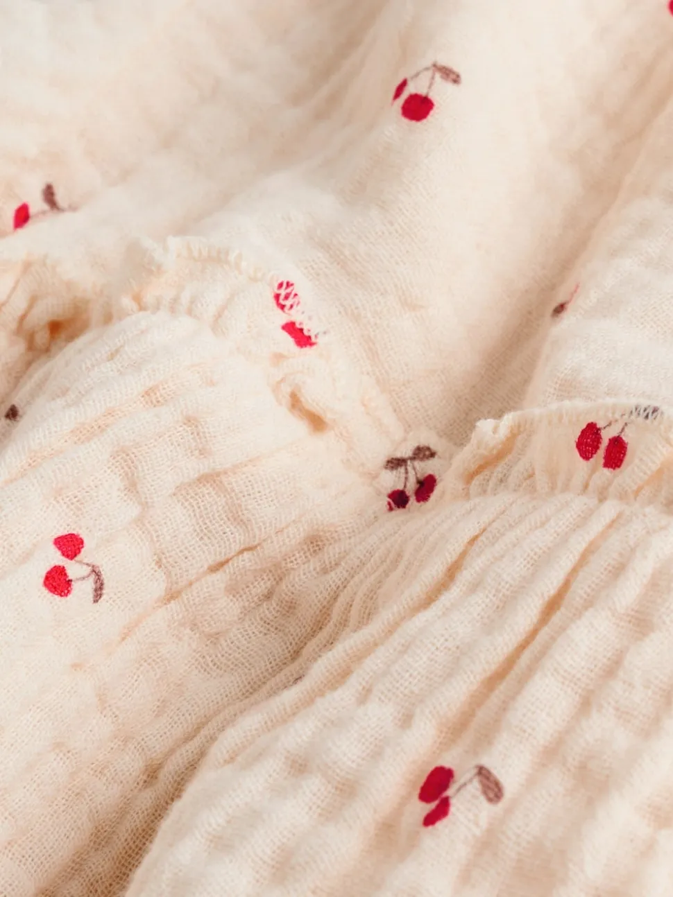 Cream/ Red Cherry Baby Woven Long Sleeve Tops and Trousers 2 Piece Set (0mths-2yrs)