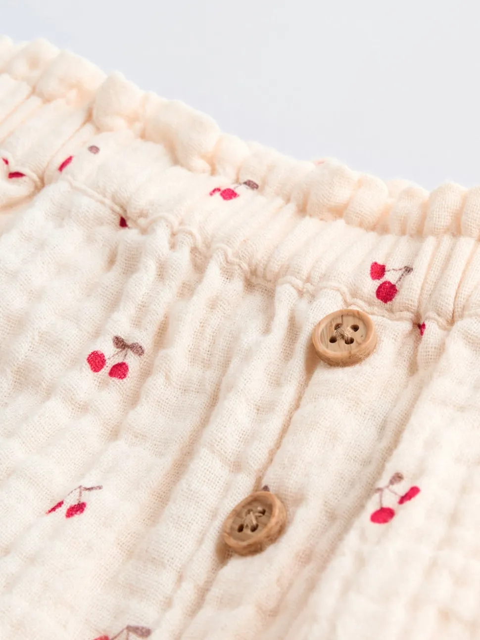 Cream/ Red Cherry Baby Woven Long Sleeve Tops and Trousers 2 Piece Set (0mths-2yrs)