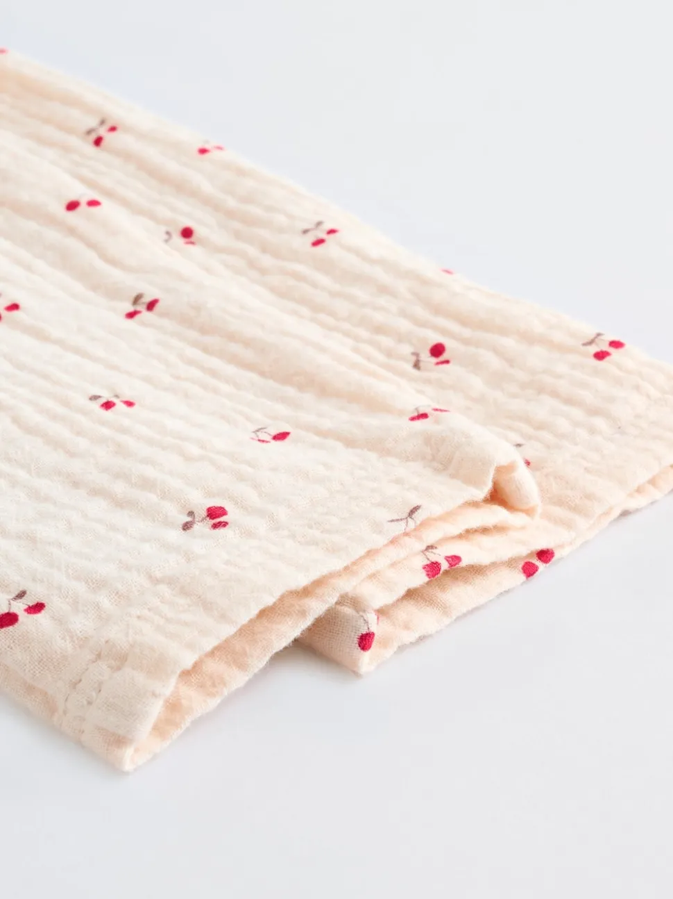 Cream/ Red Cherry Baby Woven Long Sleeve Tops and Trousers 2 Piece Set (0mths-2yrs)