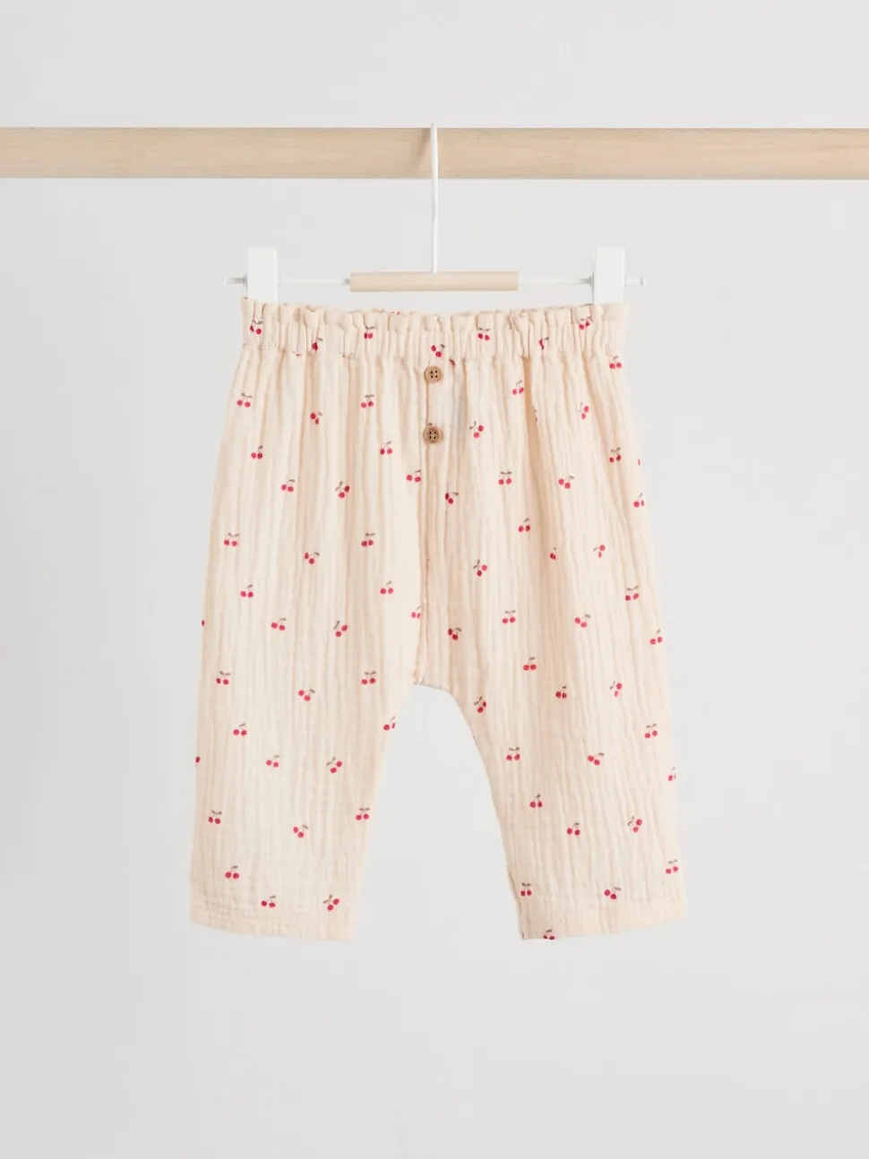 Cream/ Red Cherry Baby Woven Long Sleeve Tops and Trousers 2 Piece Set (0mths-2yrs)