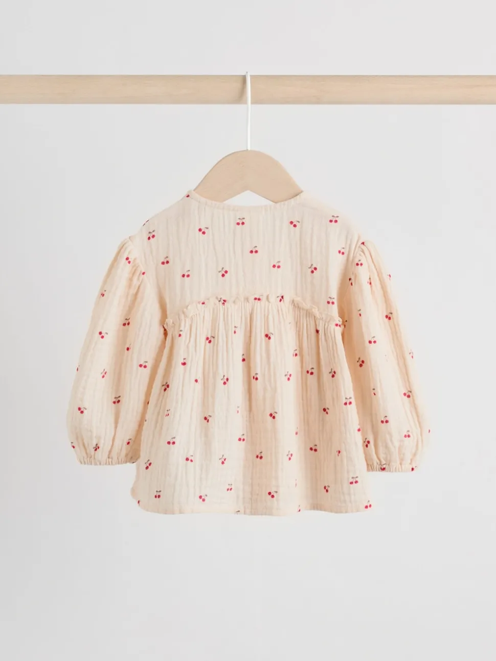 Cream/ Red Cherry Baby Woven Long Sleeve Tops and Trousers 2 Piece Set (0mths-2yrs)