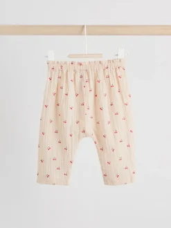 Cream/ Red Cherry Baby Woven Long Sleeve Tops and Trousers 2 Piece Set (0mths-2yrs)