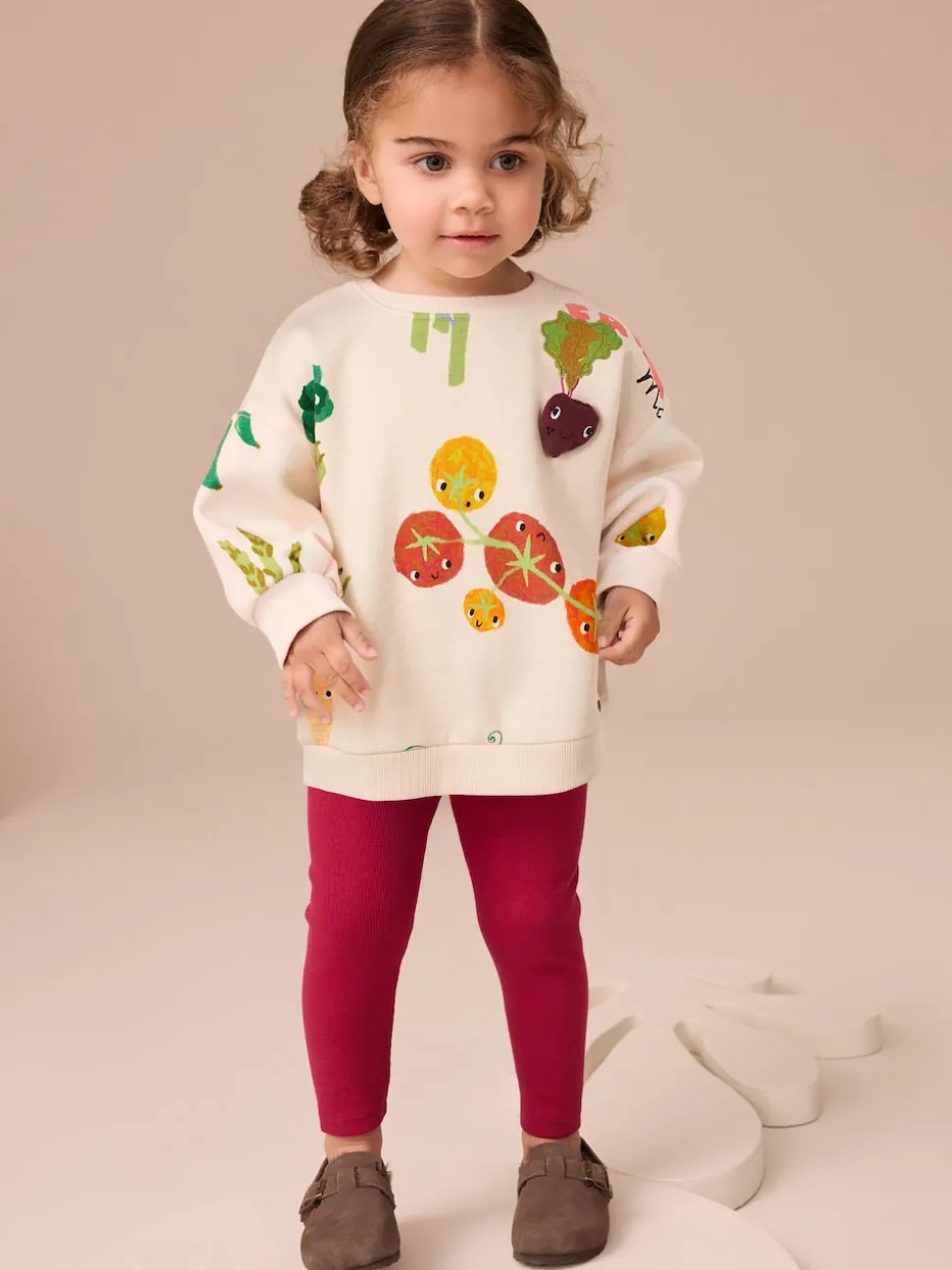 Cream Vegetable Characters Sweatshirt and Leggings Set (3mths-7yrs)