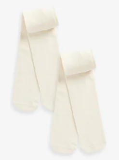Cream Baby Tights 2 Pack (0mths-2yrs)