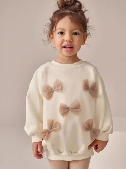 Cream Bow Sweatshirt & Flare Leggings Set (3mths-7yrs)