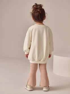 Cream Bow Sweatshirt & Flare Leggings Set (3mths-7yrs)