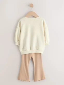Cream Bow Sweatshirt & Flare Leggings Set (3mths-7yrs)