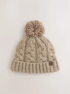 Cream Cable Knit Pom Hat (1-16yrs)