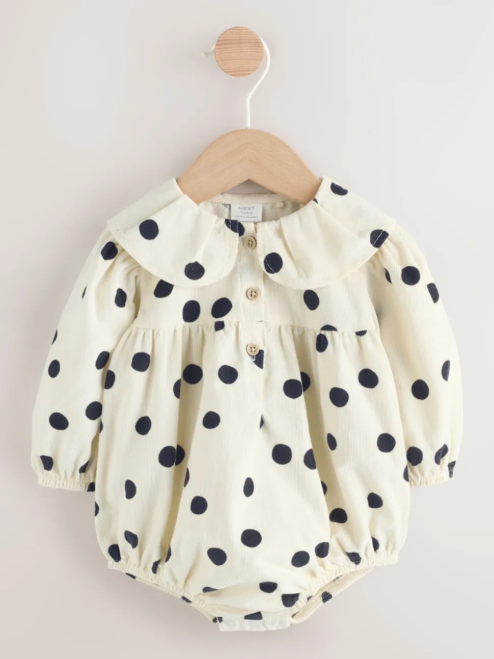 Cream/Charcoal Polka Dot Baby Bloomer Rompers Set 2 Piece with Tights (0mths-3yrs)