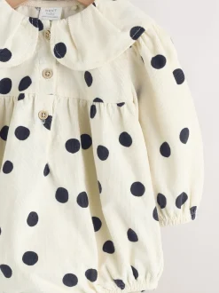 Cream/Charcoal Polka Dot Baby Bloomer Rompers Set 2 Piece with Tights (0mths-3yrs)