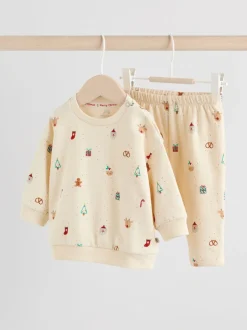 Cream Christmas Sweat and Joggers Baby Set (0mths-2yrs)