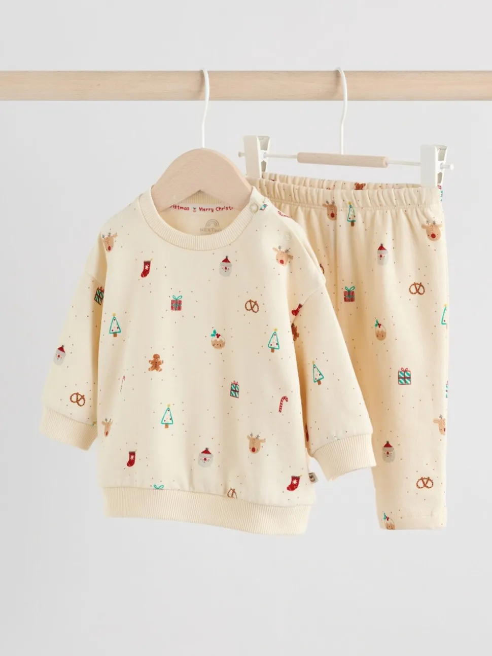 Cream Christmas Sweat and Joggers Baby Set (0mths-2yrs)