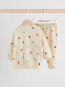 Cream Christmas Sweat and Joggers Baby Set (0mths-2yrs)