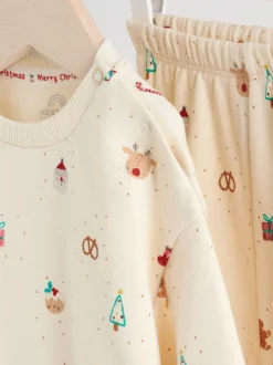Cream Christmas Sweat and Joggers Baby Set (0mths-2yrs)