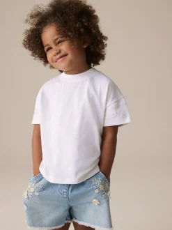 Cream 100% Cotton Daisy Short Sleeve T-Shirt (3mths-7yrs)