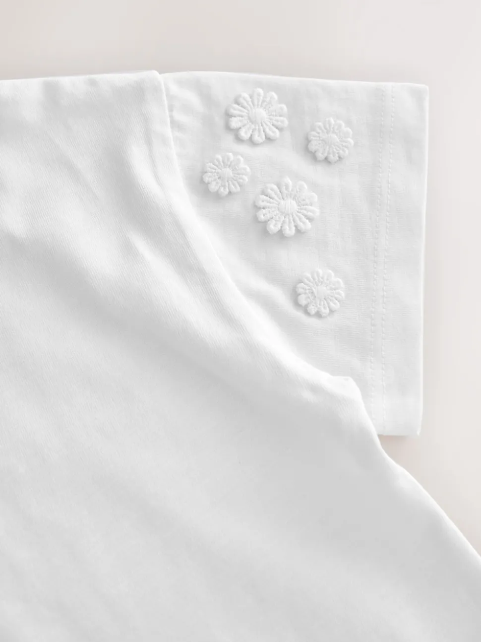 Cream 100% Cotton Daisy Short Sleeve T-Shirt (3mths-7yrs)