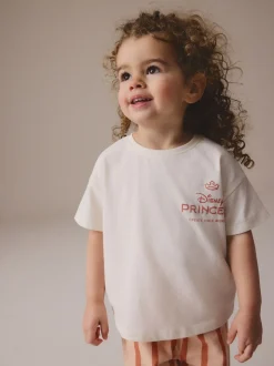 Cream 100% Cotton Disney Princess Short Sleeve T-Shirt And Wide Leg Trousers Set (3mths-7yrs)
