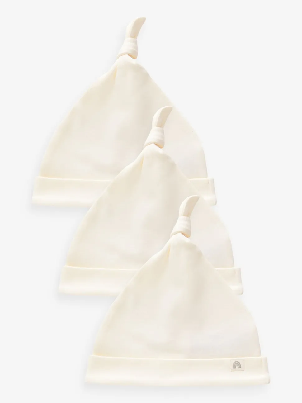 Cream 100% Cotton Tie Top Baby Hats 3 Pack (0-12mths)