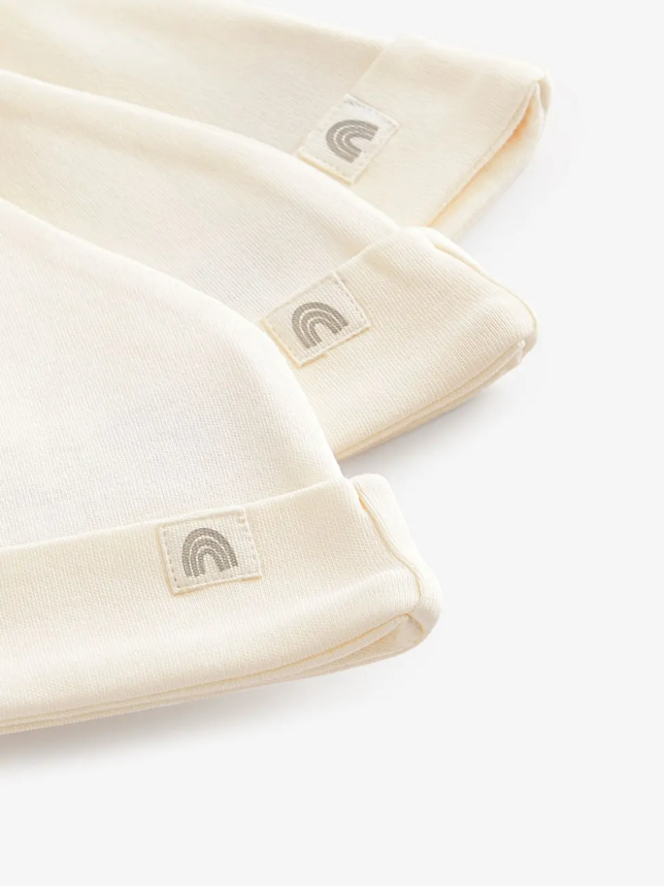 Cream 100% Cotton Tie Top Baby Hats 3 Pack (0-12mths)