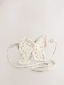 Cream Cross-Body Novelty Butterfly 100% Cotton Bag